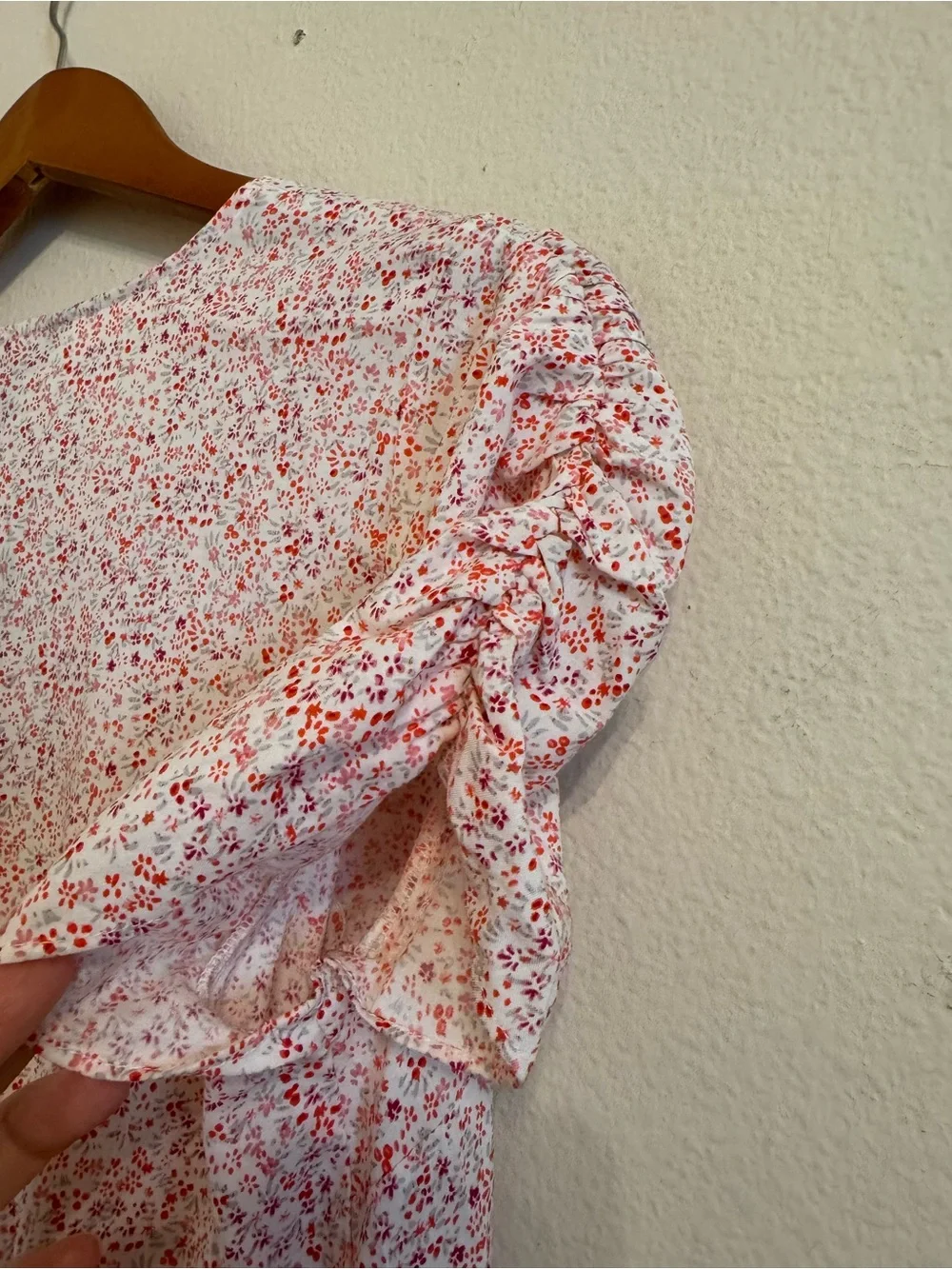 Banana Republic Floral Print Ruched-sleeve dress